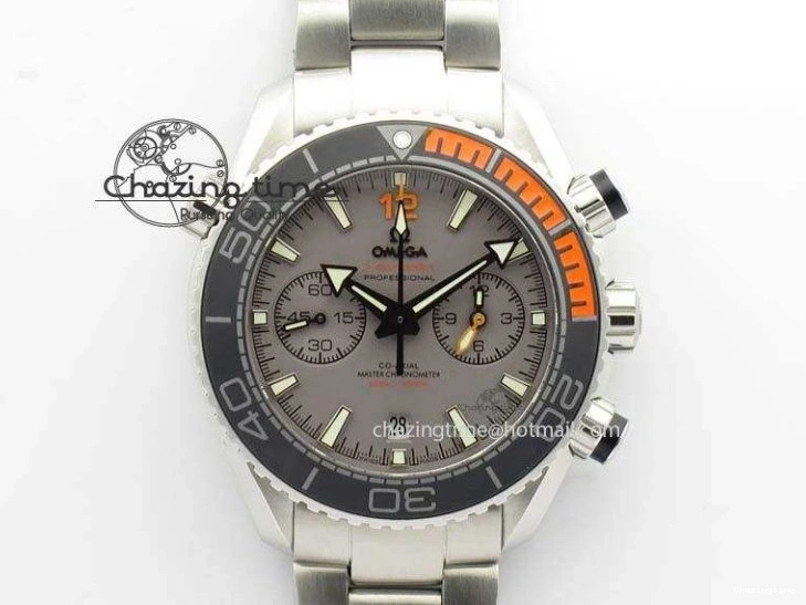0412 Planet Ocean Master Chronometer Chrono SS OM 1:1 Best Edition Gray Dial On SS Bracelet A Reliable 8180